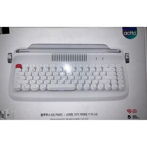 Actto Retro Typewriter Keyboard Bluetooth 5.0 White For Smart Devices